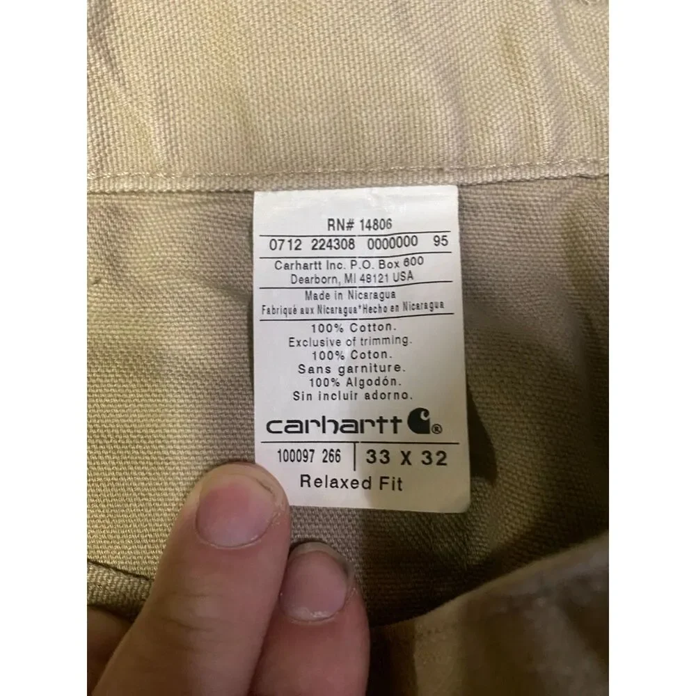 Carhartt Carpenter jeans pants relaxed fit tan size 33